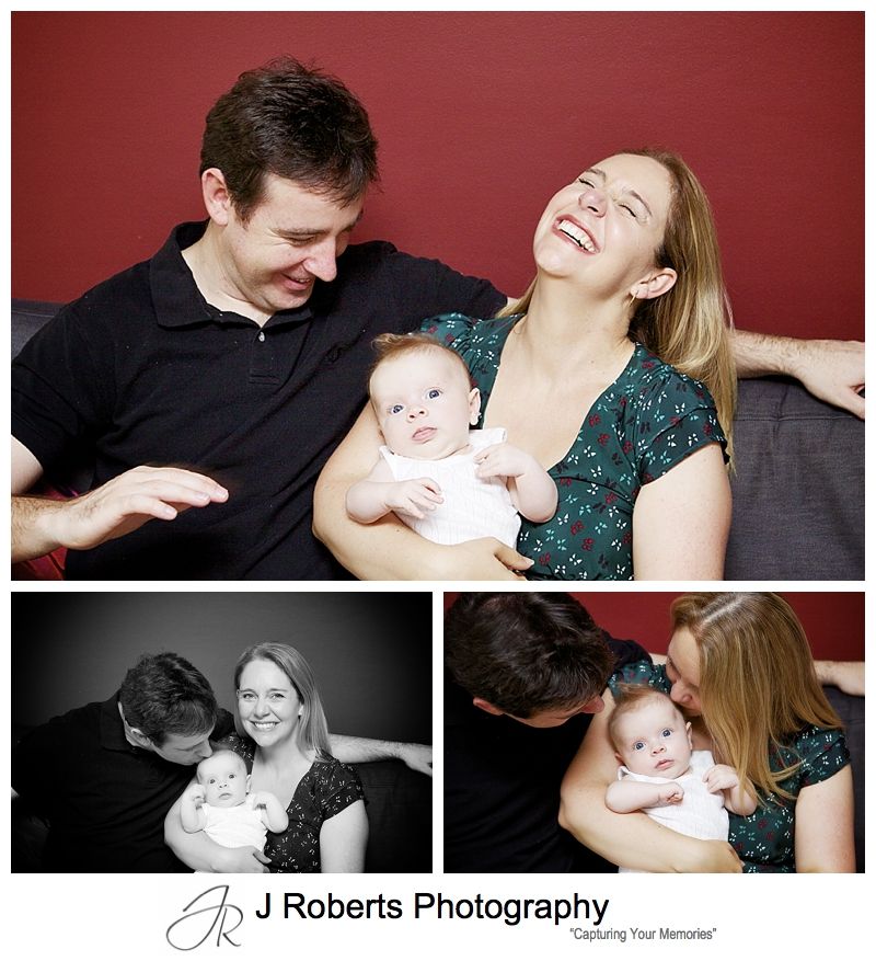 Baby portraits of a baby with her parents - sydney baby photographer